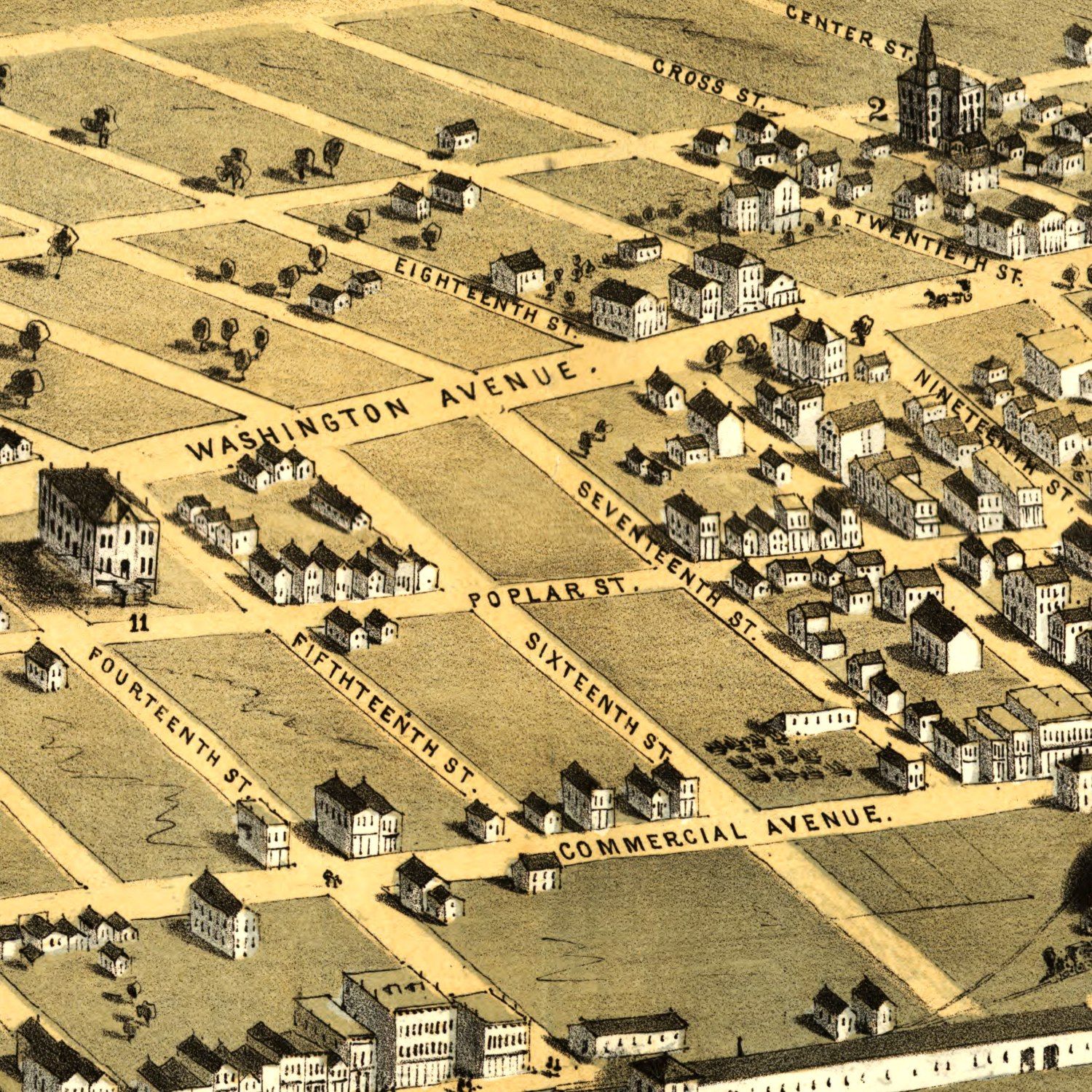 Vintage Map of Cairo, Illinois 1867