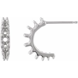 Platinum 3 mm Round 12 mm Graduated Hoop Earring Mounting