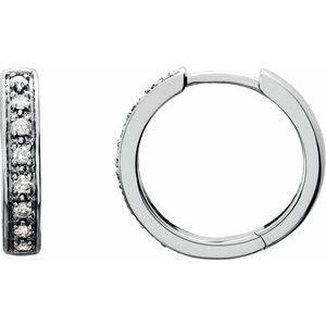 Sterling Silver 1/5 CTW Lab-Grown Diamond 14 mm Hoop Earrings