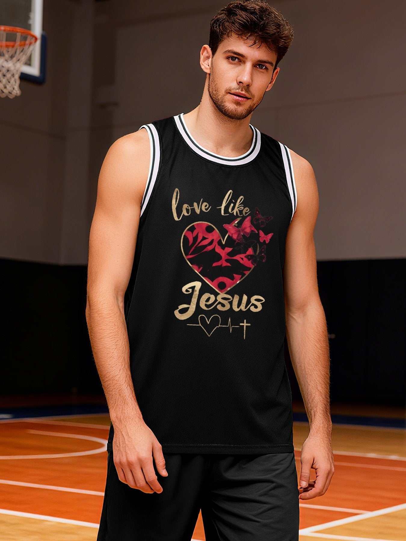 Love Like Jesus Adult Black Basketball Jersey | Ships from USA