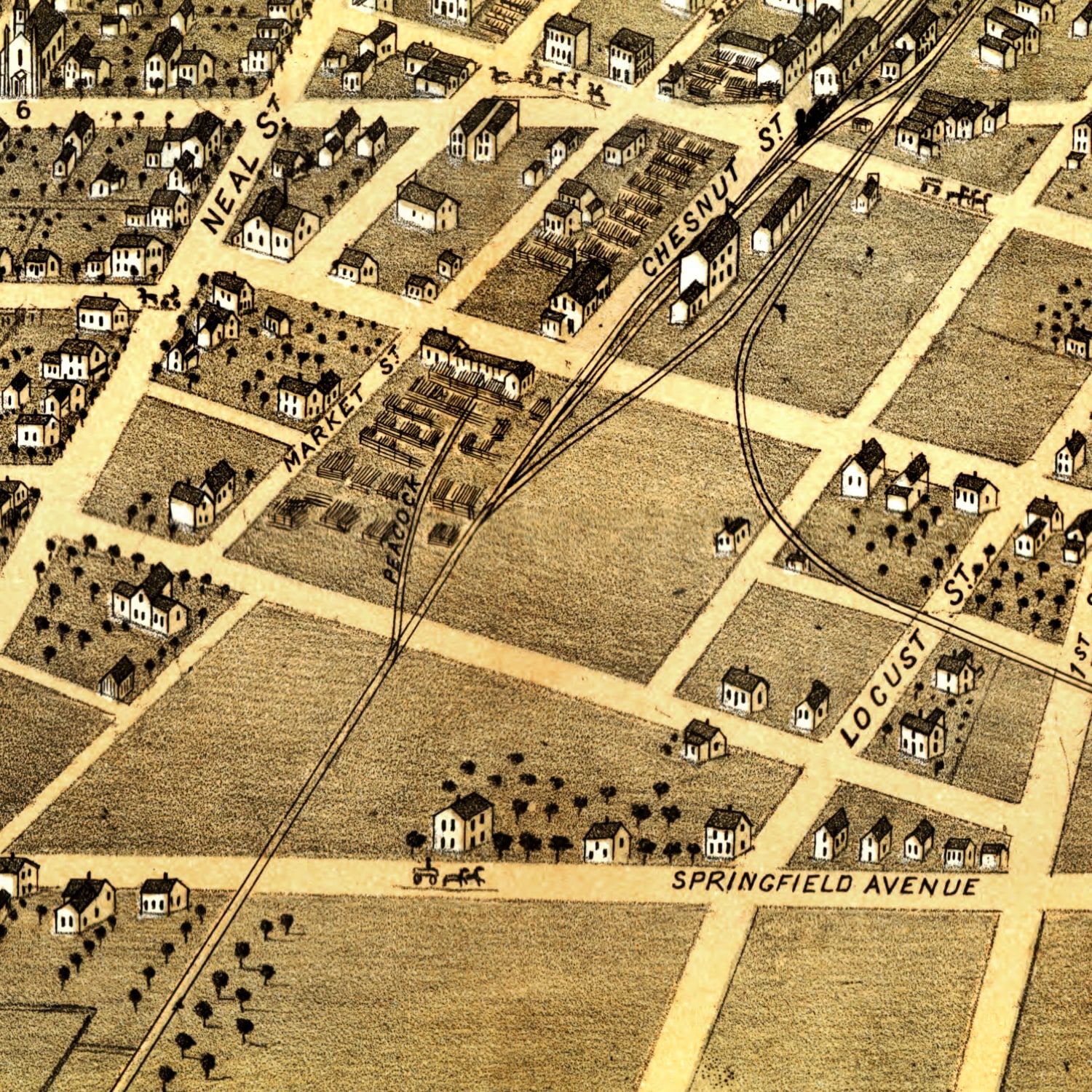 Vintage Map of Champaign, Illinois 1869