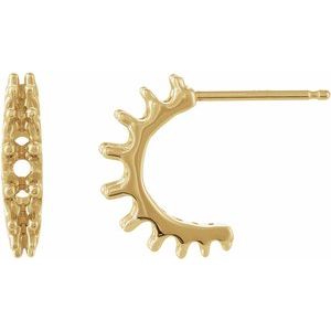 14K Yellow Gold 3 mm Round 12 mm Graduated Hoop Earring Mounting
