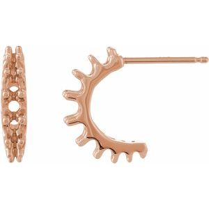 14K Rose Gold 3 mm Round 12 mm Graduated Hoop Earring Mounting