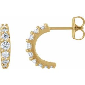 14K Yellow Gold 1/2 CTW Lab-Grown Diamond 12 mm Hoop Earrings