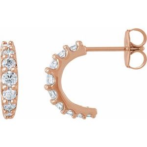 14K Rose Gold 1/2 CTW Lab-Grown Diamond 12 mm Hoop Earrings