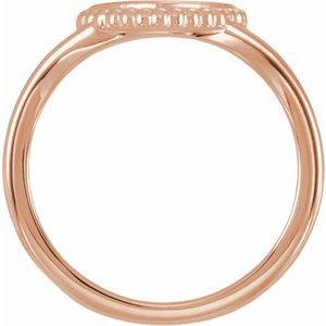 14K Rose Gold Engravable Beaded Heart Ring – image 2