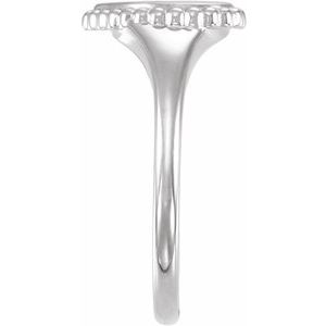 10K White Gold Engravable Beaded Heart Ring – image 3