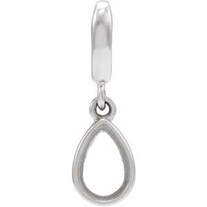 14K White Gold 6x4 mm Pear Cabochon Charm/Pendant Mounting – image 7