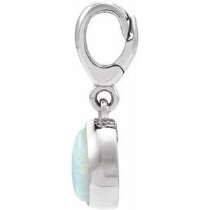 Sterling Silver Lab-Grown White Opal Cabochon Charm/Pendant – image 2