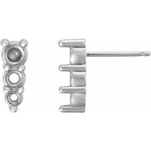 14K White Gold Graduated Drop Earring Mounting