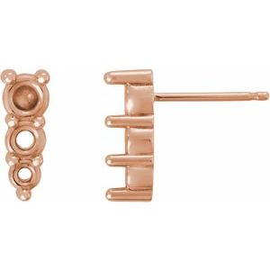 14K Rose Gold Graduated Drop Earring Mounting