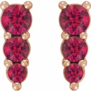 14K Rose Gold Lab-Grown Ruby Graduated Drop Earrings – image 2