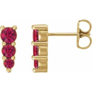 14K Yellow Gold Lab-Grown Ruby Graduated Drop Earrings