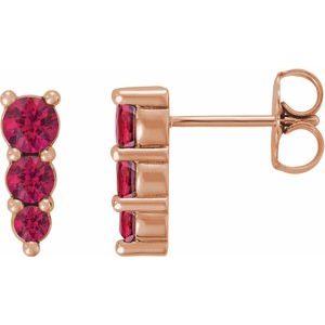14K Rose Gold Lab-Grown Ruby Graduated Drop Earrings