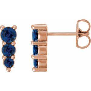 14K Rose Gold Lab-Grown Blue Sapphire Graduated Drop Earrings