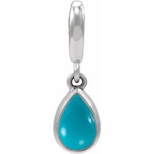 Sterling Silver Natural Turquoise Cabochon Charm/Pendant