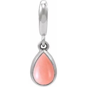 14K White Gold Natural Pink Opal Cabochon Charm/Pendant