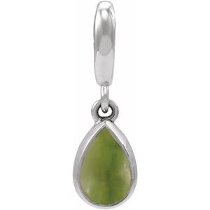 Sterling Silver Natural Nephrite Jade Cabochon Charm/Pendant