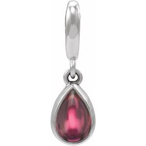Sterling Silver Natural Rhodolite Garnet Cabochon Charm/Pendant