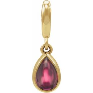 14K Yellow Gold Natural Rhodolite Garnet Cabochon Charm/Pendant