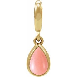14K Yellow Gold Natural Pink Opal Cabochon Charm/Pendant