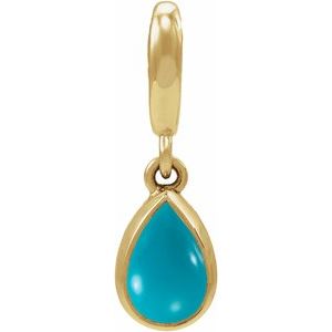 14K Yellow Gold Natural Turquoise Cabochon Charm/Pendant