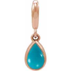 14K Rose Gold Natural Turquoise Cabochon Charm/Pendant