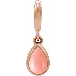 14K Rose Gold Natural Pink Opal Cabochon Charm/Pendant
