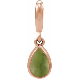 14K Rose Gold Natural Nephrite Jade Cabochon Charm/Pendant