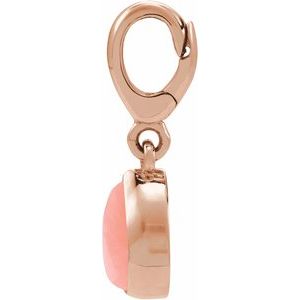 14K Rose Gold Natural Pink Opal Cabochon Charm/Pendant – image 2