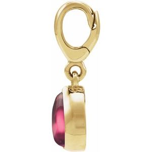 14K Yellow Gold Natural Rhodolite Garnet Cabochon Charm/Pendant – image 2