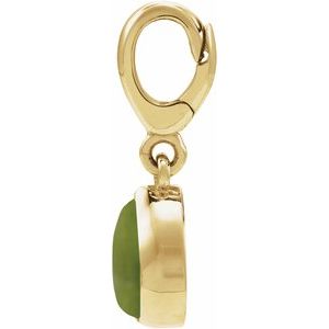 18K Yellow Gold-Plated Sterling Silver Natural Nephrite Jade Cabochon Charm/Pendant – image 2