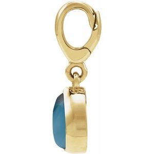 18K Yellow Gold-Plated Sterling Silver Natural London Blue Topaz Cabochon Charm/Pendant – image 2