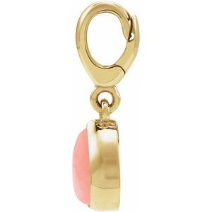 14K Yellow Gold Natural Pink Opal Cabochon Charm/Pendant – image 2