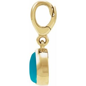 18K Yellow Gold-Plated Sterling Silver Natural Turquoise Cabochon Charm/Pendant – image 2