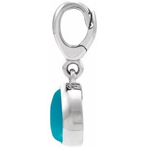 14K White Gold Natural Turquoise Cabochon Charm/Pendant – image 2