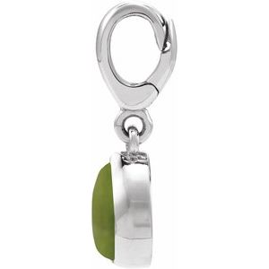 14K White Gold Natural Nephrite Jade Cabochon Charm/Pendant – image 2