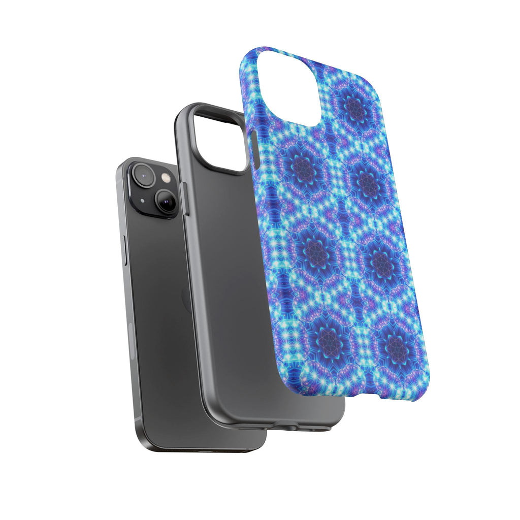 Blue Mandalas with Neon Lights Tough Phone Cases