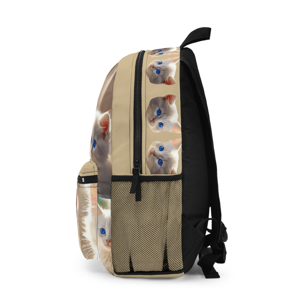 Cute Cat Print Backpack, Personalized School Bag, Gift for Cat Lovers, Travel Accessories, Pet-Themed Bag