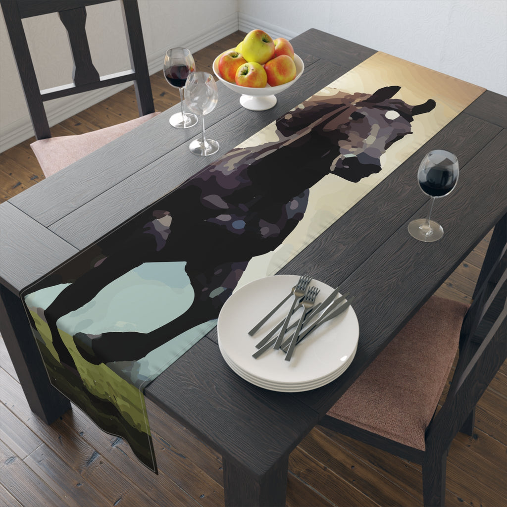 Wild Black Horse Table Runner