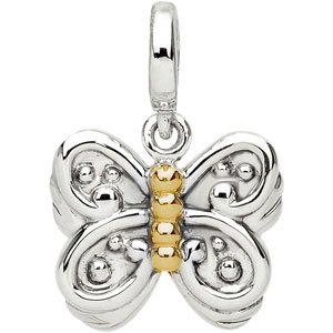 Sterling Silver & 14K Yellow Gold Butterfly Charm/Pendant