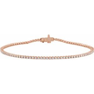 14K Rose Gold 1 CTW Lab-Grown Diamond Lightweight Line 7" Bracelet
