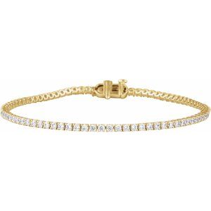 14K Yellow Gold 2 CTW Lab-Grown Diamond Lightweight Line 7" Bracelet