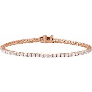 14K Rose Gold 3 CTW Lab-Grown Diamond Lightweight Line 7" Bracelet