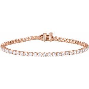 14K Rose Gold 4 CTW Lab-Grown Diamond Lightweight Line 7" Bracelet
