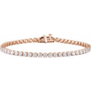 14K Rose Gold 5 CTW Lab-Grown Diamond Lightweight Line 7" Bracelet