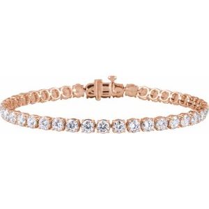 14K Rose Gold 8 CTW Lab-Grown Diamond Lightweight Line 7" Bracelet