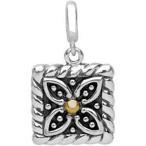 Sterling Silver & 14K Yellow Gold Floral Charm/Pendant