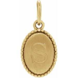 14K Yellow Gold Beaded Oval Engravable Pendant – image 3