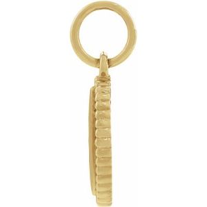 14K Yellow Gold Beaded Oval Engravable Pendant – image 2